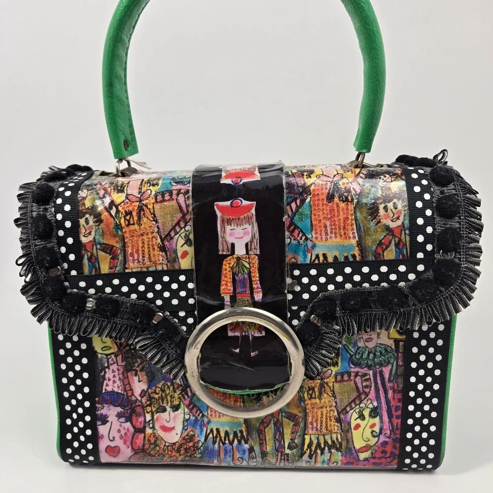 Dorie Jane Handbag Retro Remix Dorie Fans Pop Art Vintage Box Pursen Black White